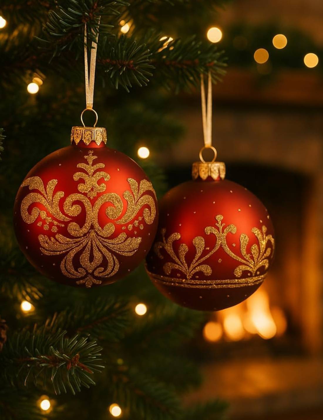 Pallina Albero Di Natale In Vetro Con Motivo Oro Barocco 8cm