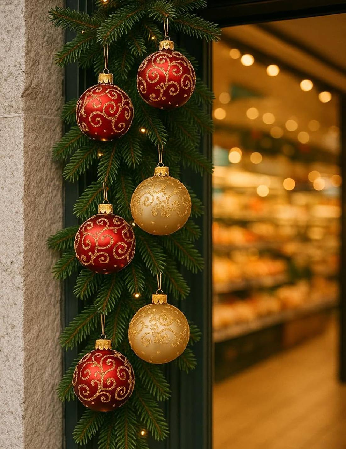 Pallina Albero Di Natale In Vetro Riccioli Oro Glitter 8cm