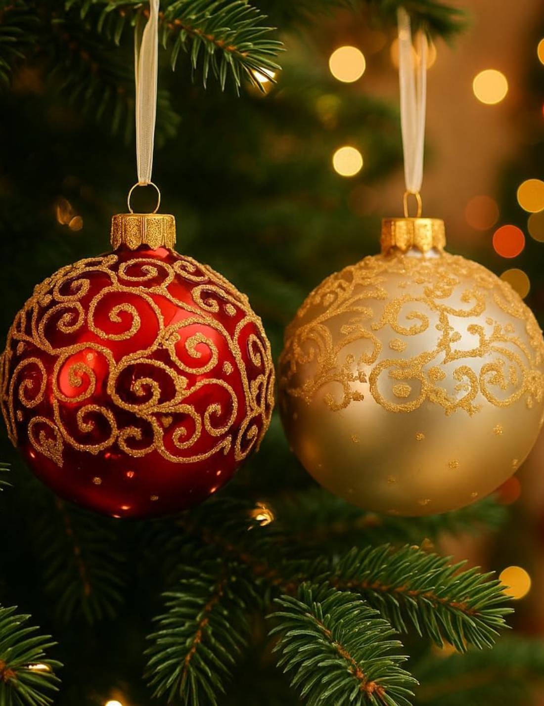 Pallina Albero Di Natale In Vetro Riccioli Oro Glitter 8cm