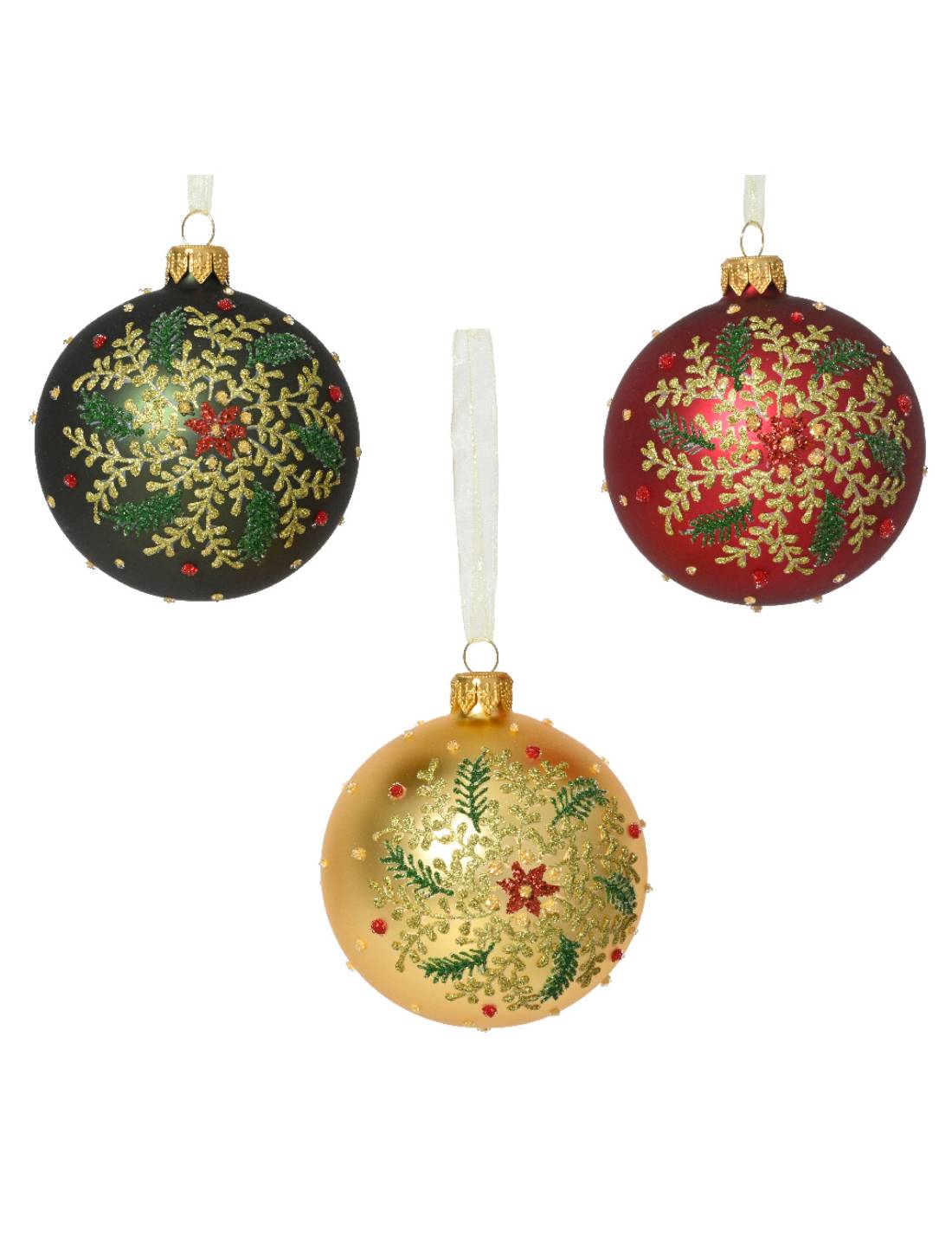 Pallina Albero Di Natale In Vetro Con Ghirlanda Glitterata 8cm