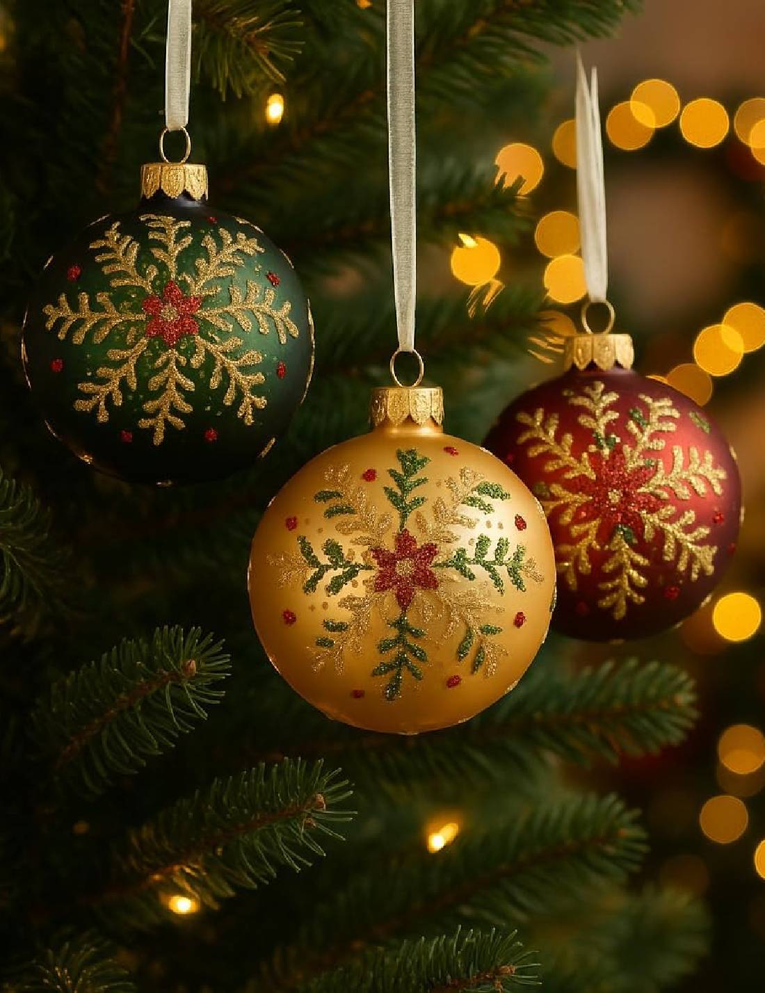 Pallina Albero Di Natale In Vetro Con Ghirlanda Glitterata 8cm