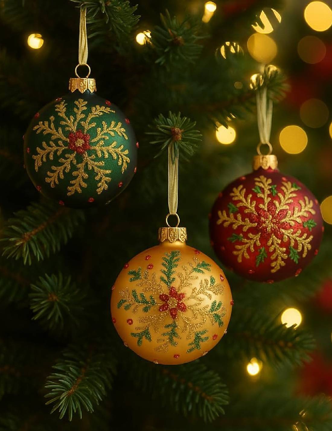 Pallina Albero Di Natale In Vetro Con Ghirlanda Glitterata 8cm