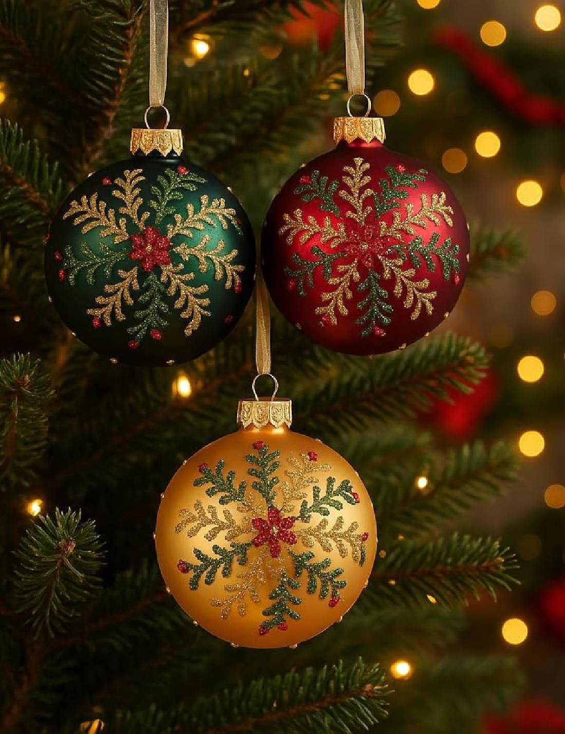 Pallina Albero Di Natale In Vetro Con Ghirlanda Glitterata 8cm