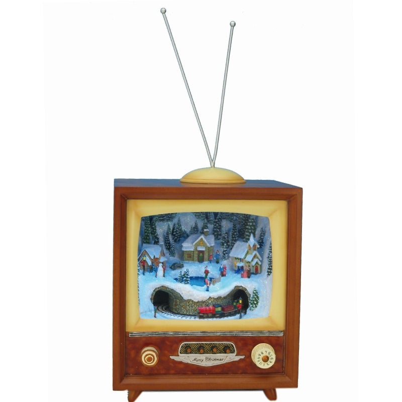 Carillon Villaggio Di Natale A Forma Di TV Vintage