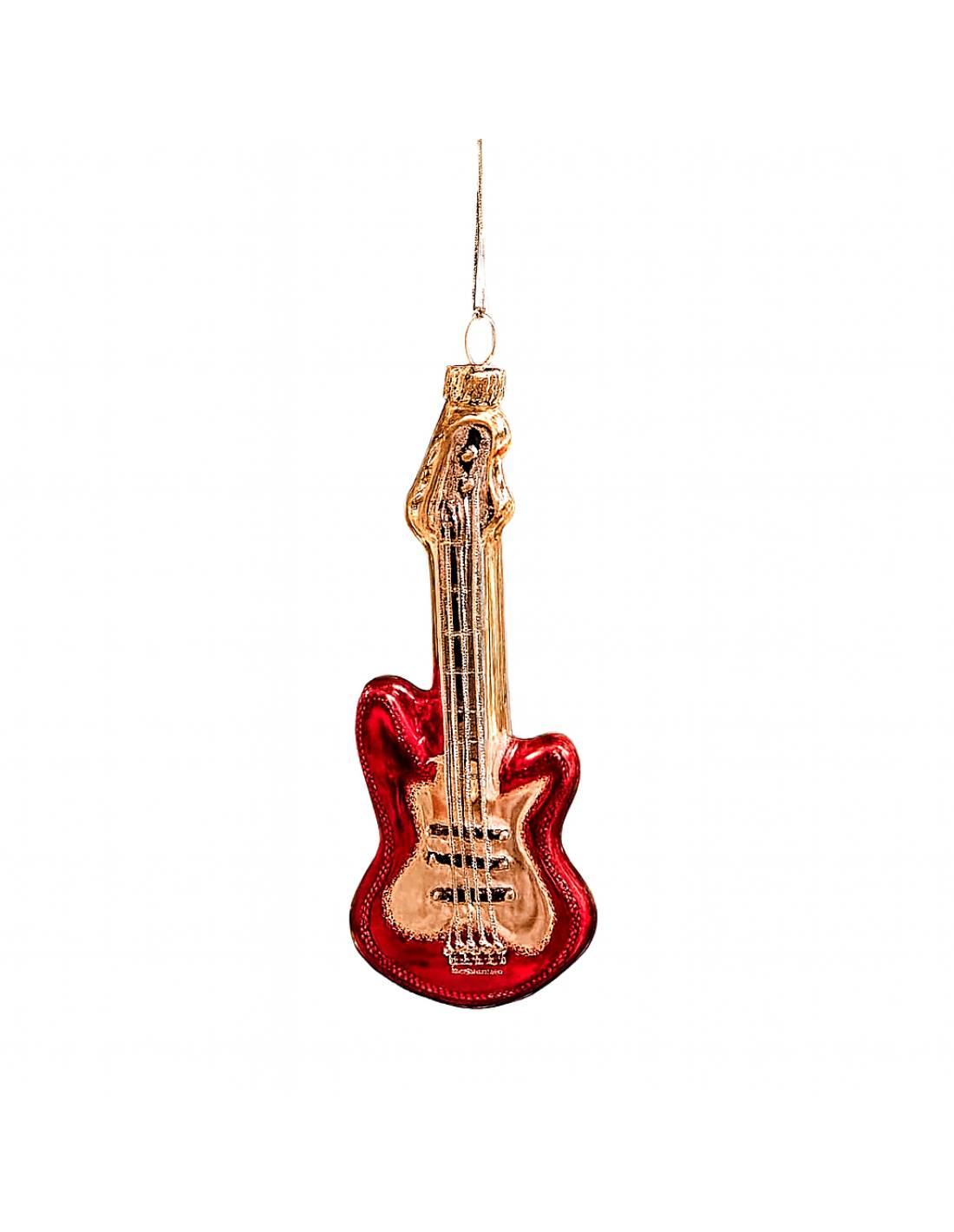 Addobbo Albero Di Natale Ciondolo In Vetro Chitarra Rossa