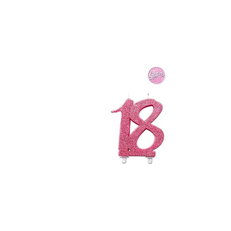 Candeline Di Compleanno Numero 18 Rosa Glitter