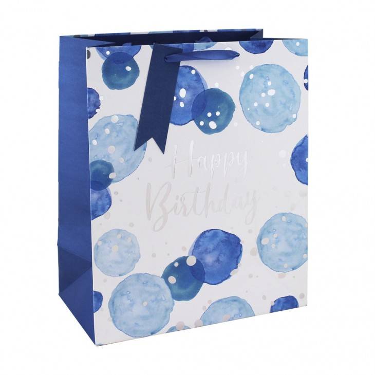 Busta Regalo Compleanno Happy Birthday Azzurra
