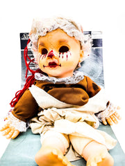 Bambola Horror Con Capelli Rossi Luci E Suono 30cm Ornamenti Halloween