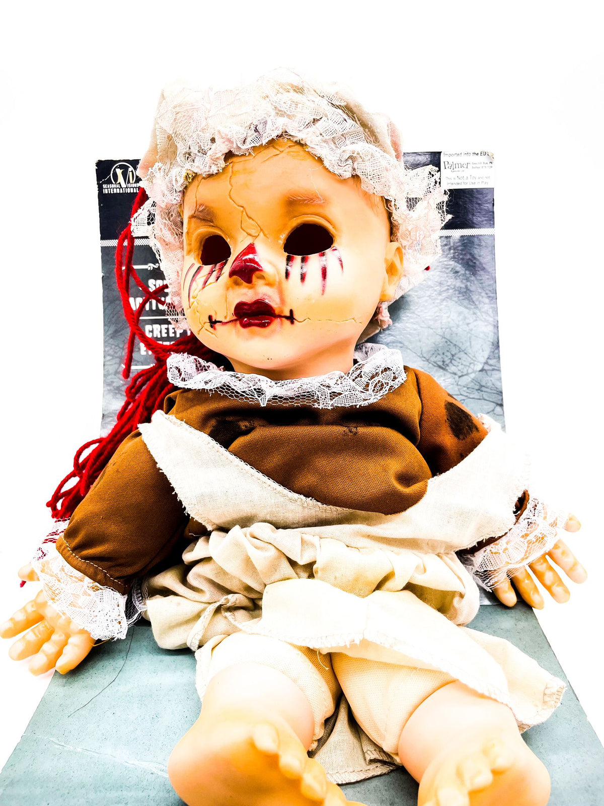 Bambola Horror Con Capelli Rossi Luci E Suono 30cm Ornamenti Halloween