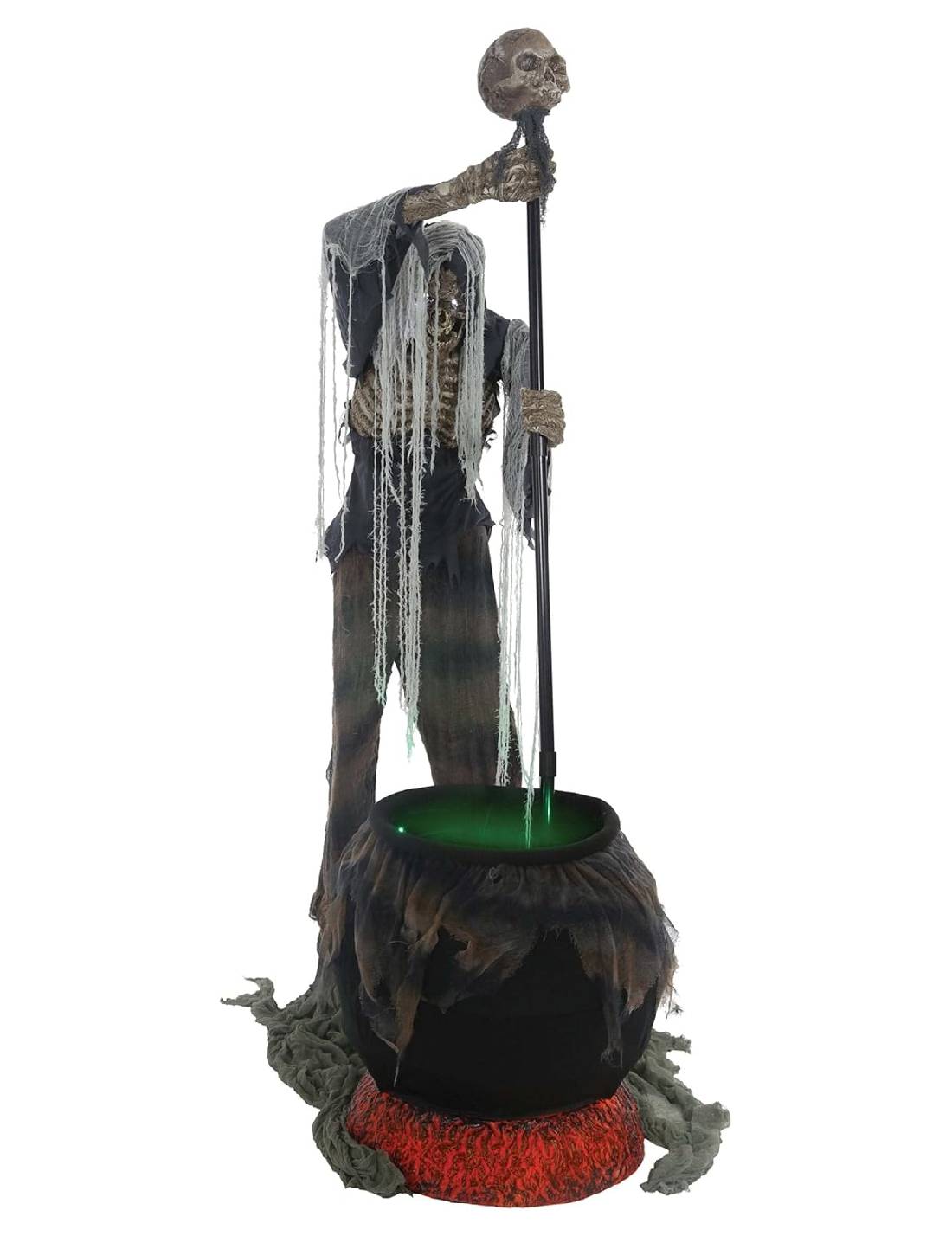 Scheletro Animato Di Halloween Con Calderone 1,8m