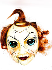 Maschera Rigida In Plastica Bambola Di Porcellana Con Capelli Maschera Halloween