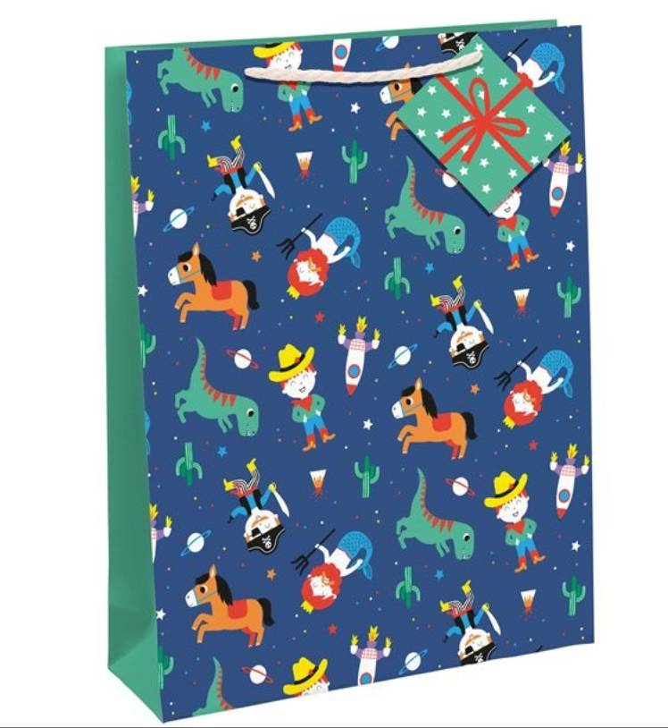 Busta Regalo Compleanno Blu Fantasia per Bambini