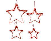 Addobbo Albero Di Natale Stelle Bianche E Rosse 4 Misure Assortite