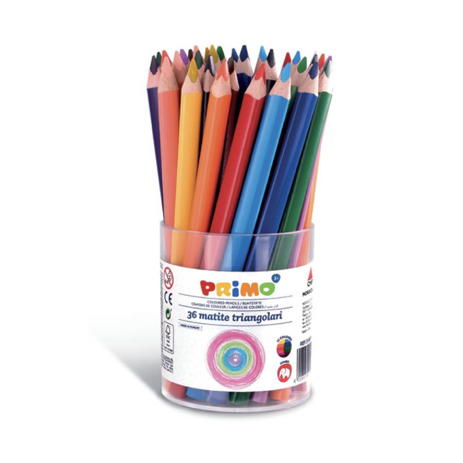Primo Matite Colorate Triangolari Barattolo Da 36pz