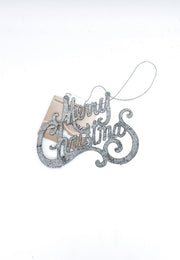 Fuoriporta Scritta Merry Christmas Argento Con Glitter 13cm