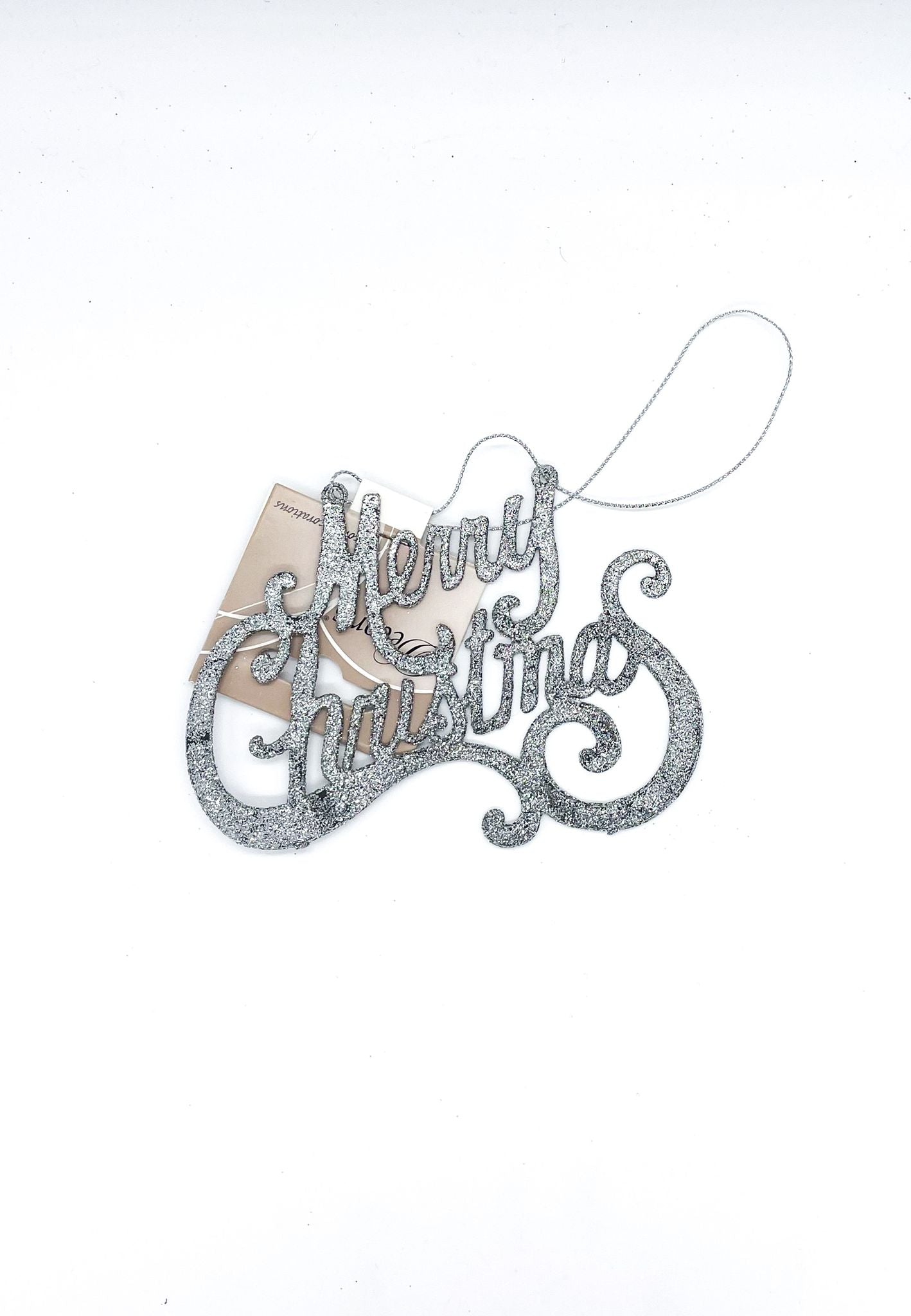 Fuoriporta Scritta Merry Christmas Argento Con Glitter 13cm