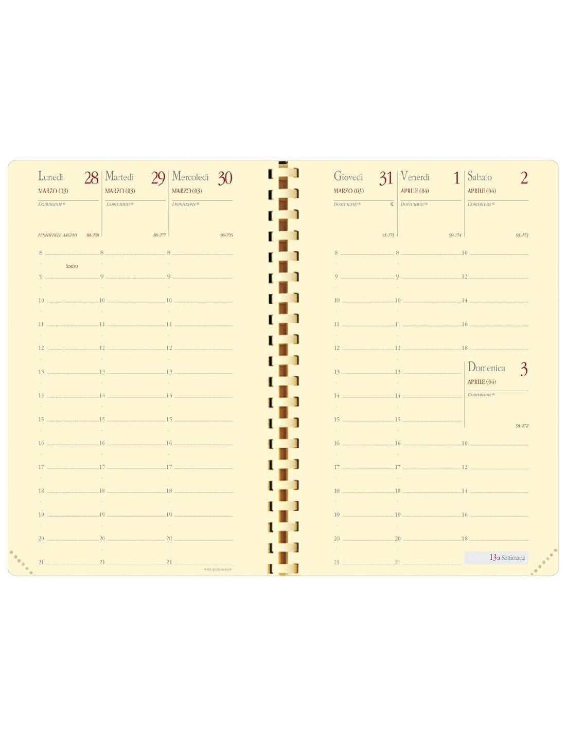 Agenda Settimanale Spiralata 13 Mesi 2026 Quo Vadis Planning 16 S Impala 9x16cm