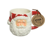 Tazza Natalizia Volto Babbo Natale In Ceramica 14cm