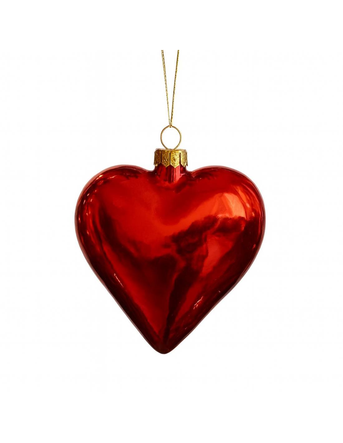 Pallina Albero Di Natale In Vetro Cuore Perlato Rosso