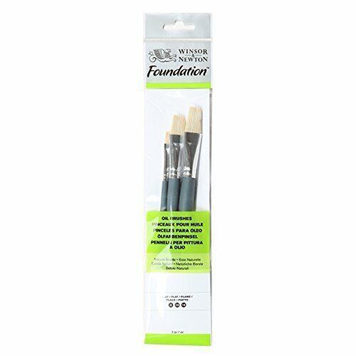 Set 3 Pennelli Piatti Per Colori Ad Olio Misure 4-10-14 Winsor&Newton