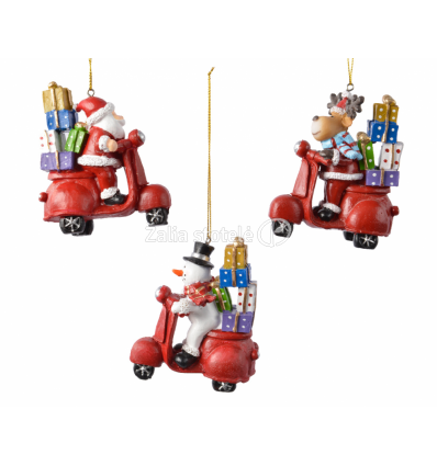 Addobbo Albero Natale Personaggi Natalizi Su Vespa Assortiti 9.5CM