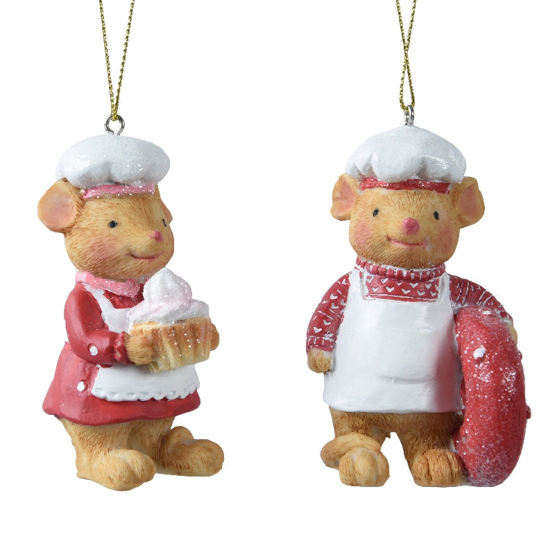 Addobbo Albero Di Natale Topino Pasticciere Assortito 8,5cm