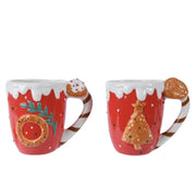 Tazza Natalizia In Ceramica Rossa Biscotto Prodotto Assortito