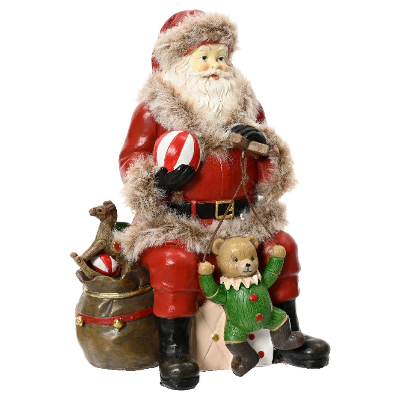 Addobbo Di Natale Babbo Natale Con Giocattoli Seduto 13x19cm