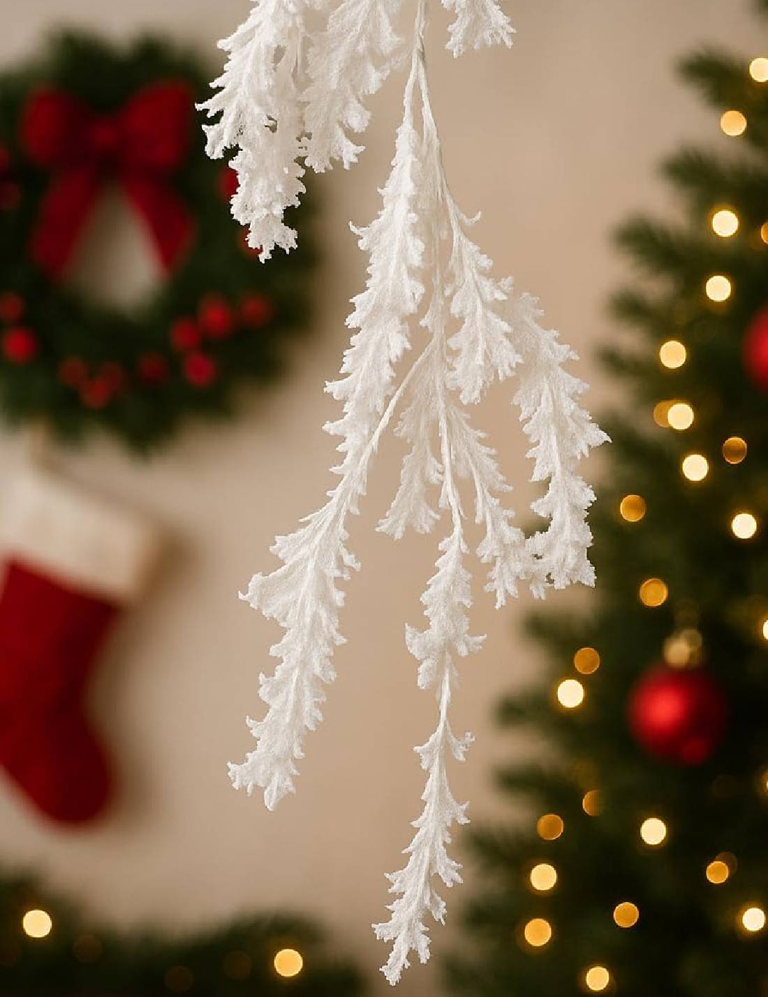 Ramo Artificiale Decorativo Bianco 120cm