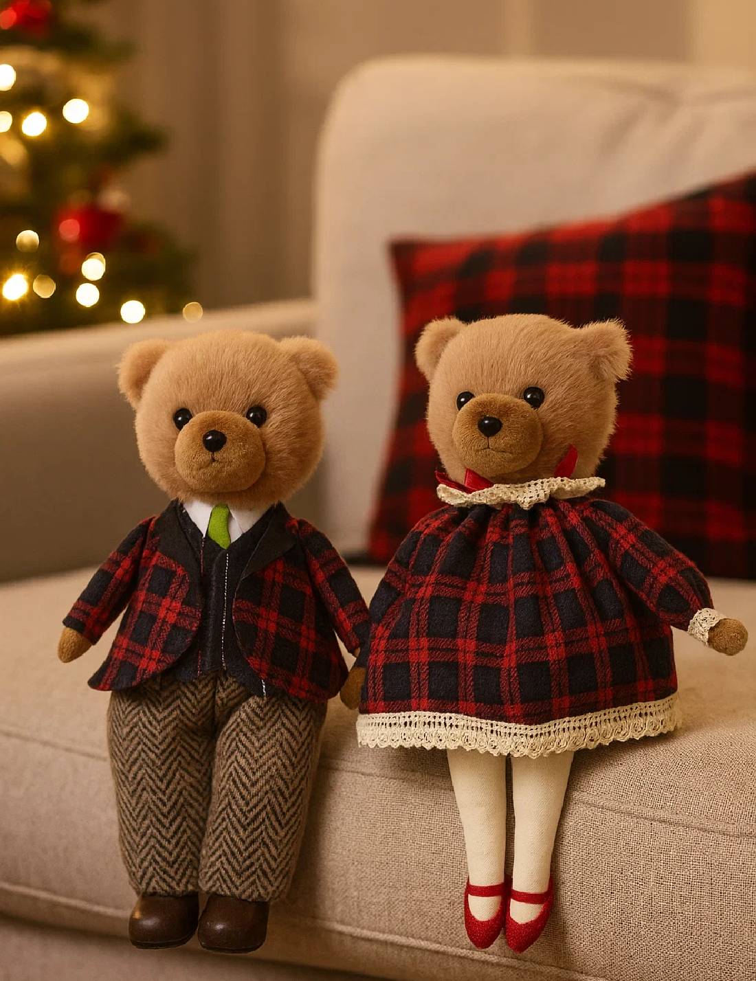 Addobbo Di Natale Orso Teddy Elegante 24cm