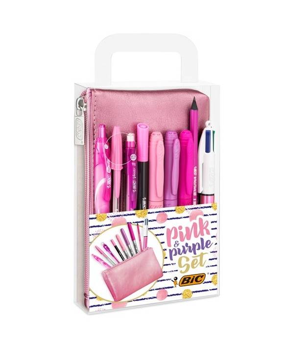 Bic Set Scrittura con Astuccio Rosa