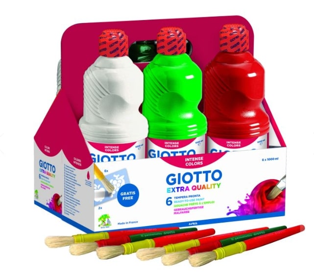 Giotto Confezione Tempera Acrilica 1000ml Colori Assortiti 6Pz.