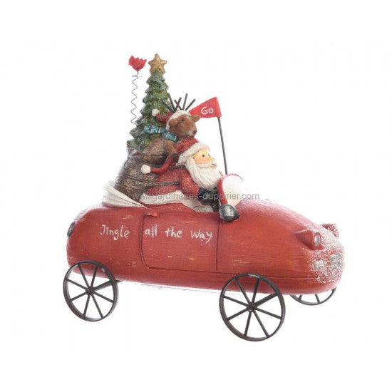 Statuina di Babbo Natale E Renna In Auto