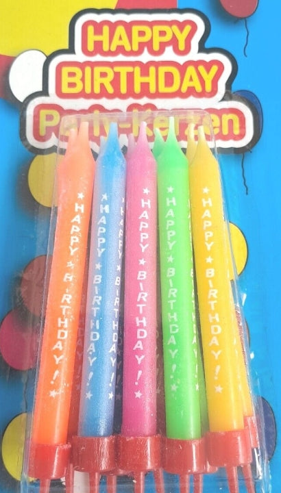 Candeline Colorate Happy Birthday Buon Compleanno 10pz