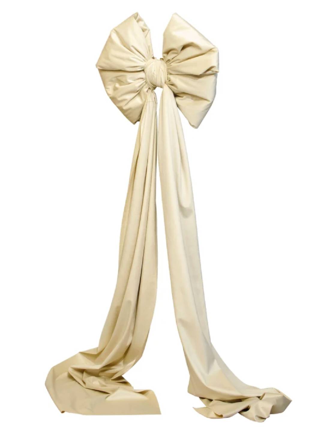 Addobbo Albero Di Natale Fiocco Di Velluto Crema Con Code 48x180cm