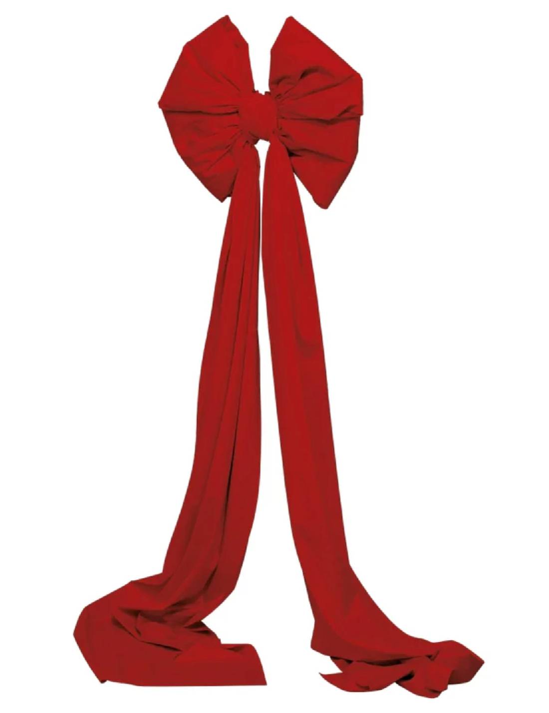 Addobbo Albero Di Natale Fiocco Di Velluto Rosso Con Code 48x180cm