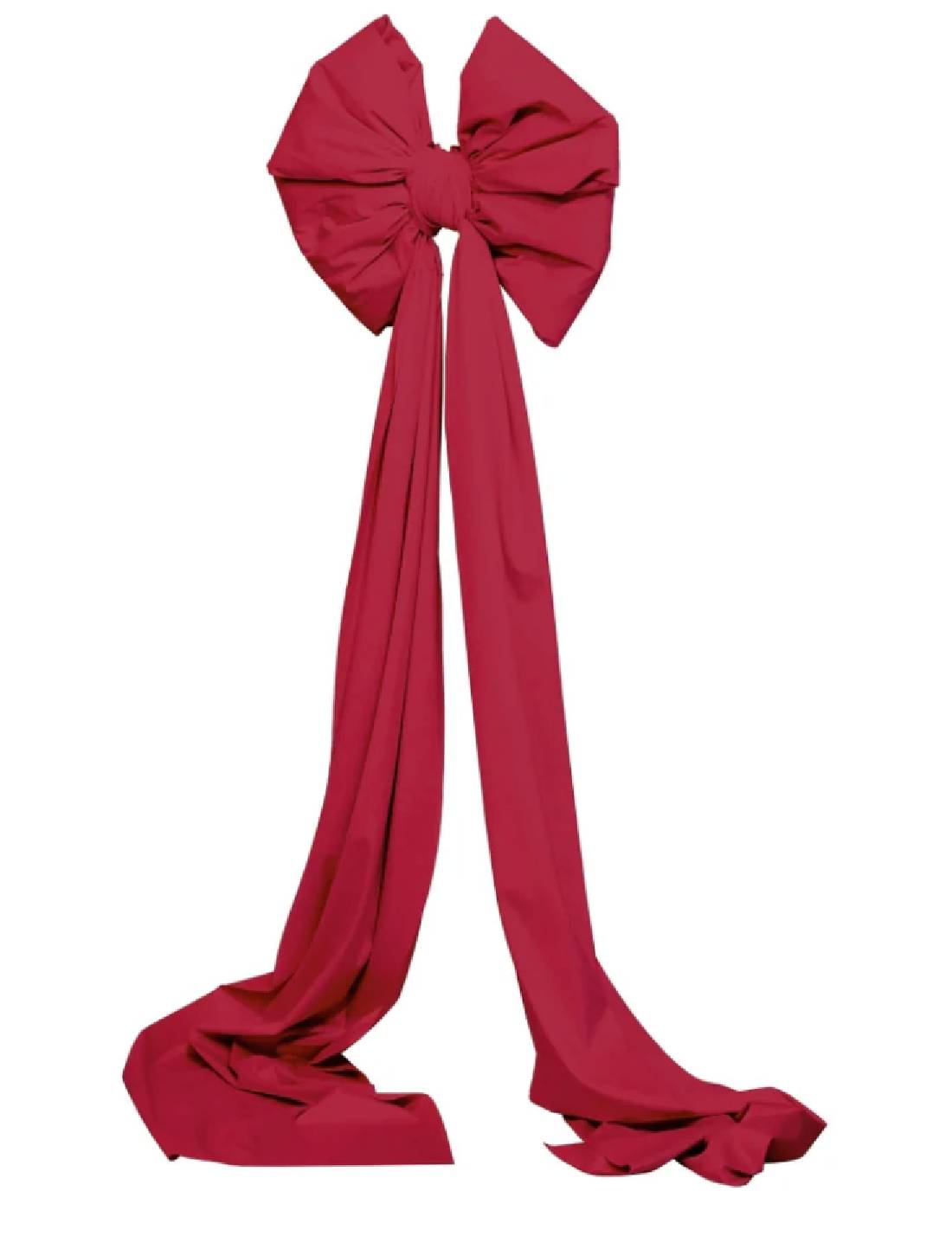 Addobbo Albero Di Natale Fiocco Di Velluto Bordeaux Con Code 48x180cm