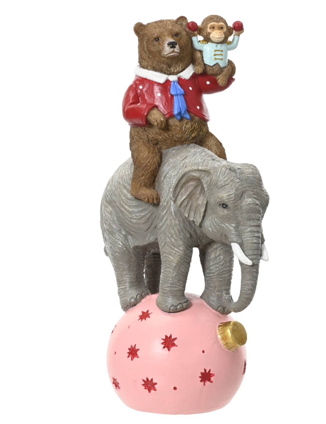 Addobbo Di Natale Orso Circense Su Elefante 28cm
