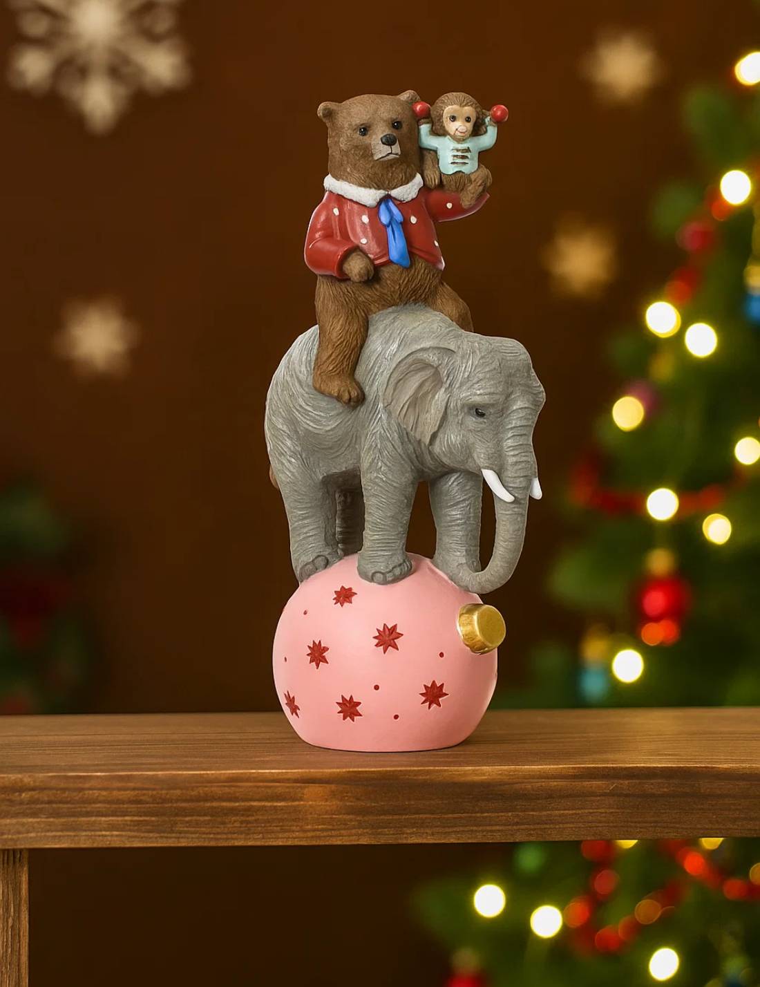 Addobbo Di Natale Orso Circense Su Elefante 28cm