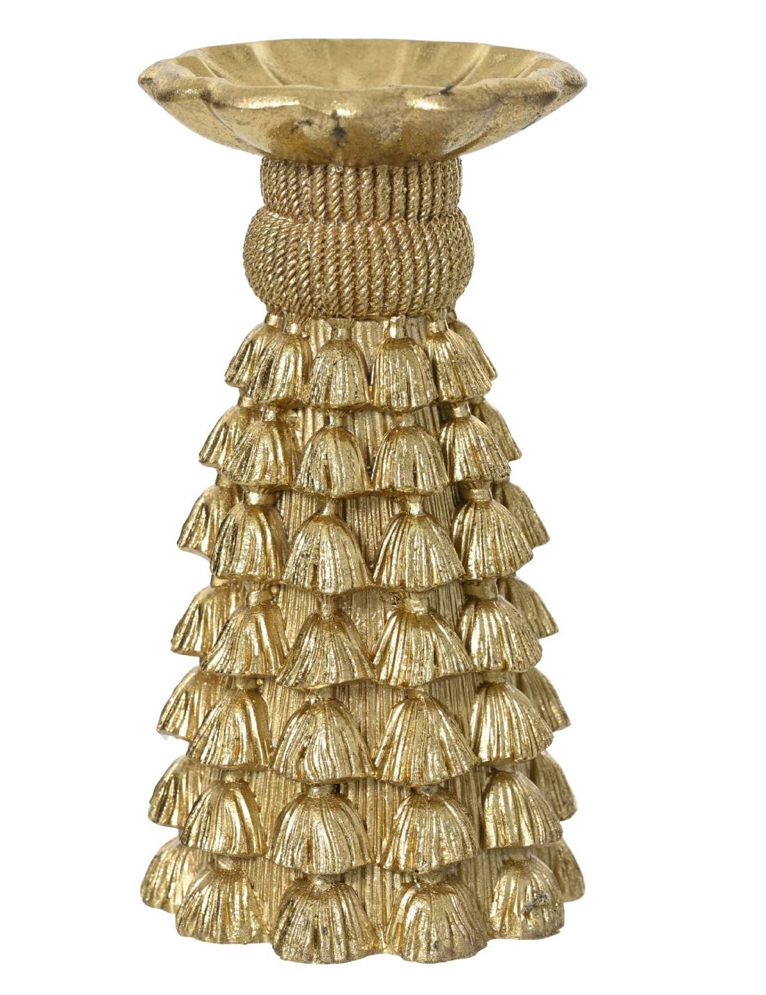 Portacandela Natalizio Decorativo Oro 15cm