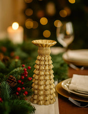 Portacandela Natalizio Decorativo Oro 15cm