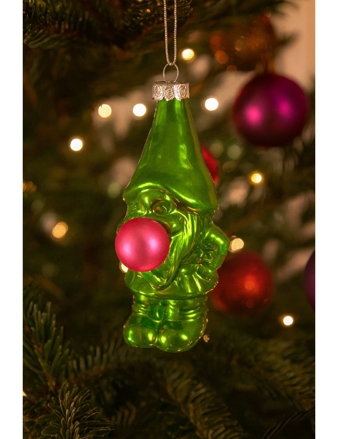 Addobbo Albero Di Natale Ciondolo In Vetro Gnomo Bob Van Bubbles Verde