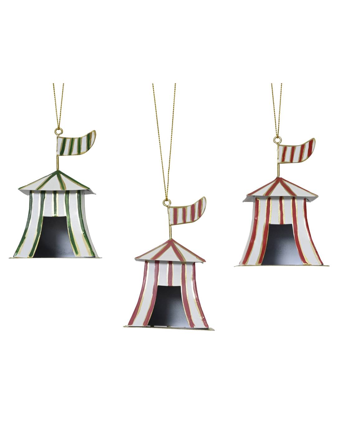 Addobbo Albero Di Natale In Metallo Tenda Circo 10cm