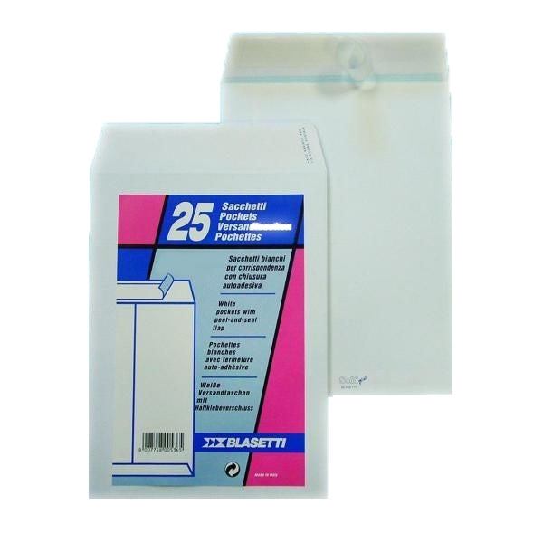 Buste Sacchetti Bianchi Blasetti 25x35cm Autoadesive 25 pz