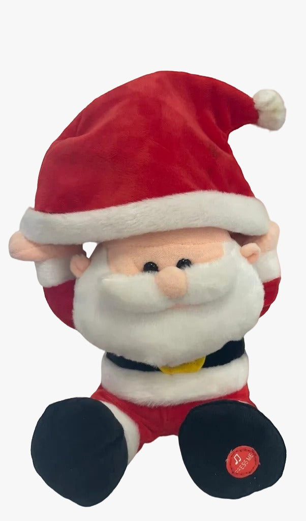 Peluche Natale Babbo Natale Con Effetti Sonori E Movimento Cappello 28cm