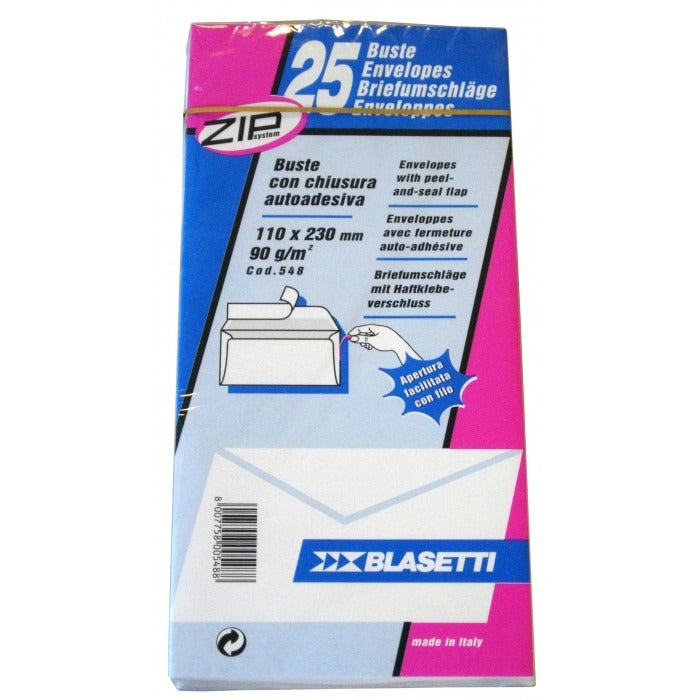 Buste Sacchetti Bianchi Blasetti 11x23cm Autoadesive 25 pz