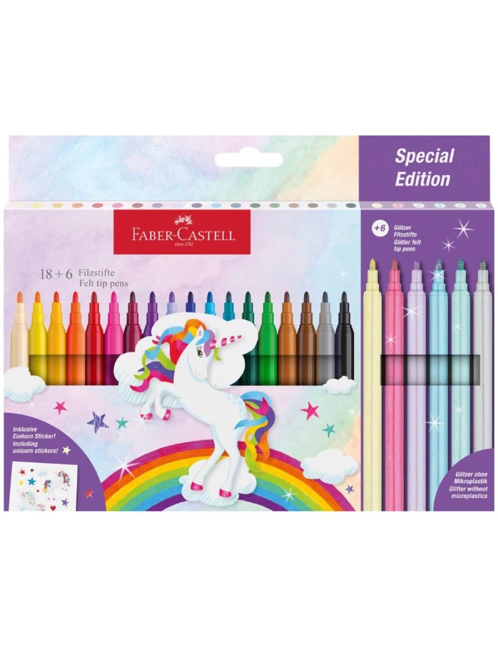 Penne A Punta Faber Castell Superlavabili Unicorno 18+6 pz