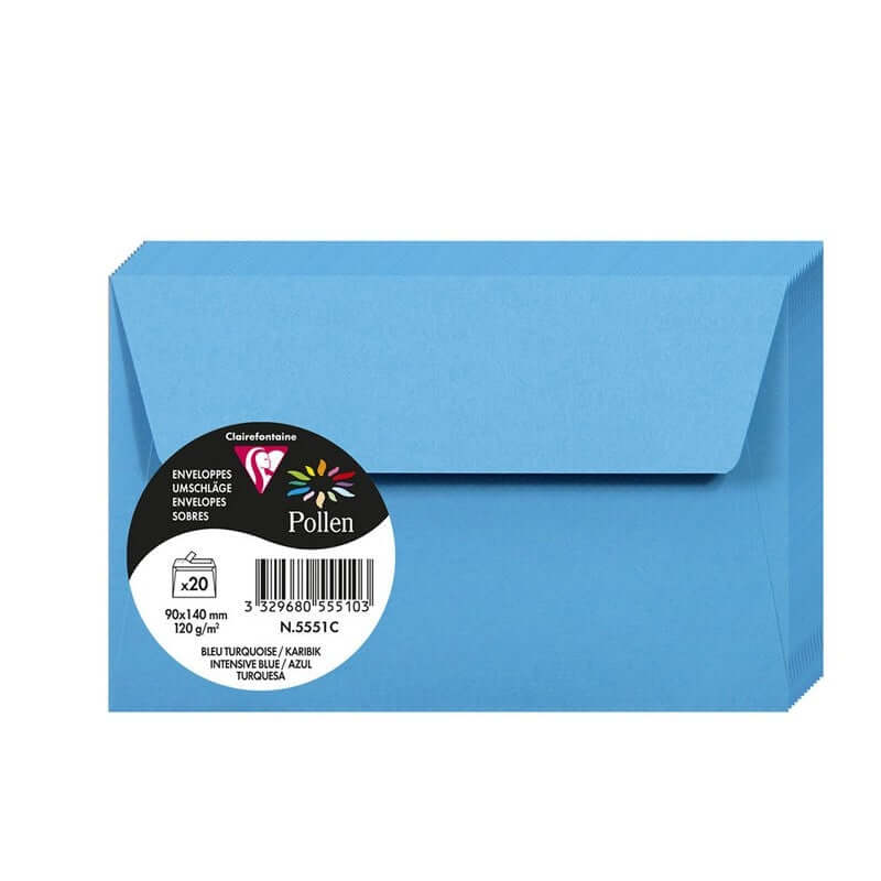 Buste Da Lettere Pollen Azzurro Turchese 20pz 9x14cm