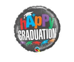 Palloncino Metalfoil Happy Graduation Nero 18" 46cm