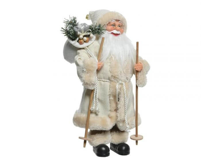 Addobbo Babbo Natale Vestito Bianco Con Sacco Regali